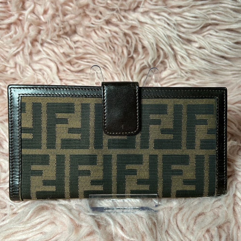 Fendi Black and Tan Logo Wallet